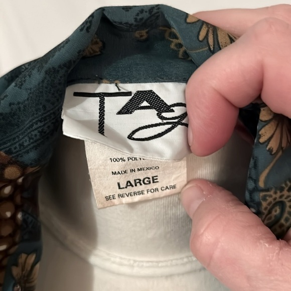 Floral Vintage Zip Up Golden Girls Green Jacket Shoulder Pads Women L - Picture 7 of 12